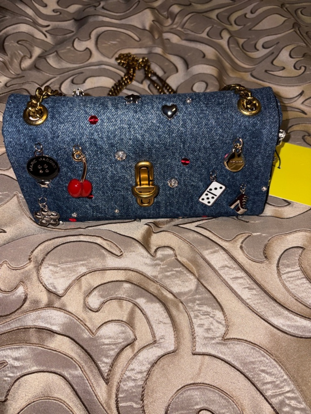 Marc Jacobs The Trinket Charm Denim Dual Chain Mini Bag NWT